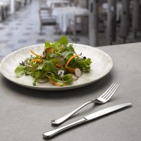 SIDE RESTAURANT SHOT- AGATE GREY WITH TANNER CUTLERY- SWEET POTATO SALAD